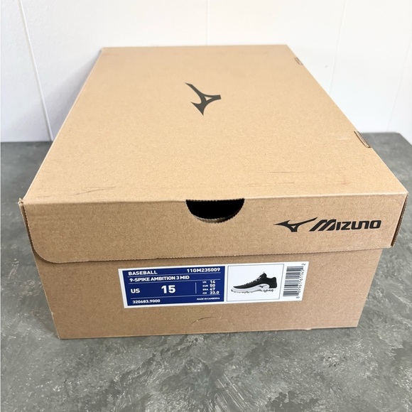 Mizuno Men's Ambition 3 Mid 9-Spike Baseball Cleats size 15 men’s new black - Picture 4 of 8